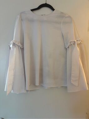 Cupio White Ruffle Tie-Sleeve Women's blouse S